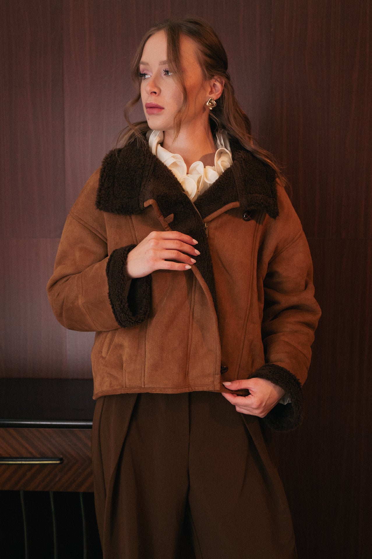 Giacca in Montone Imbottito con Colletto