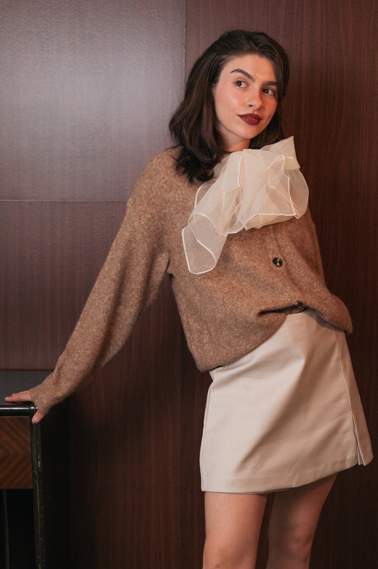 Gonna a pantaloncino color crema