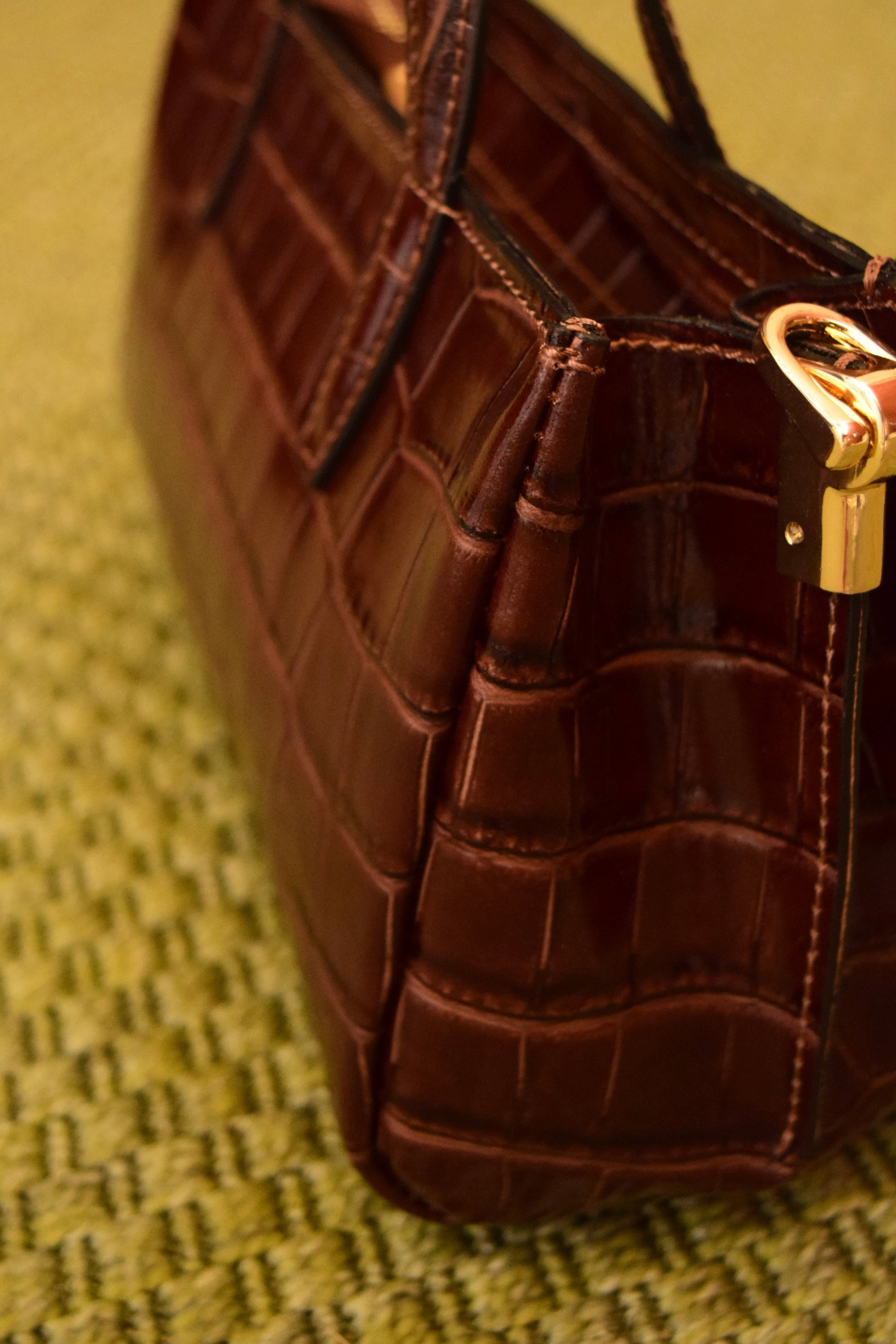 Borsa a mano in vera pelle marrone