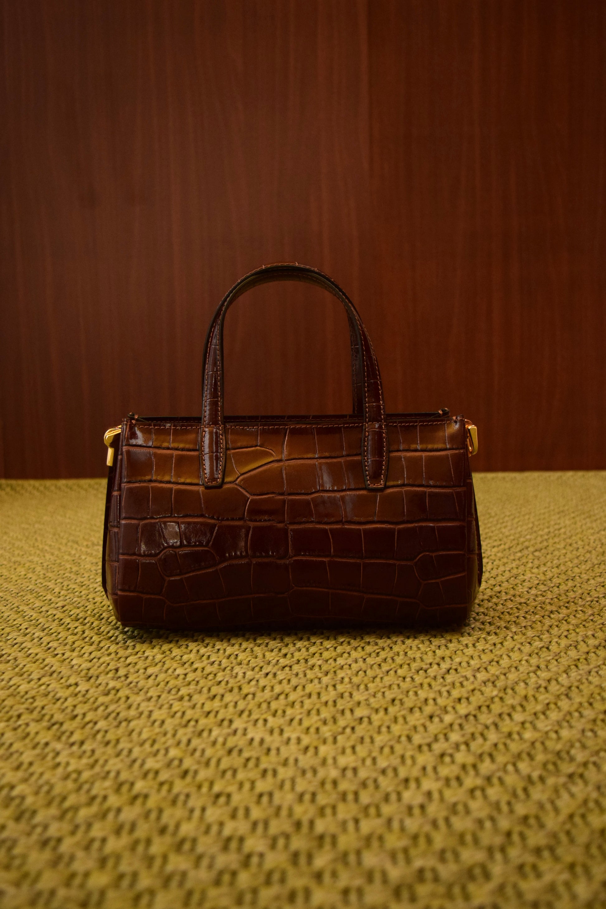 Borsa a mano in vera pelle marrone