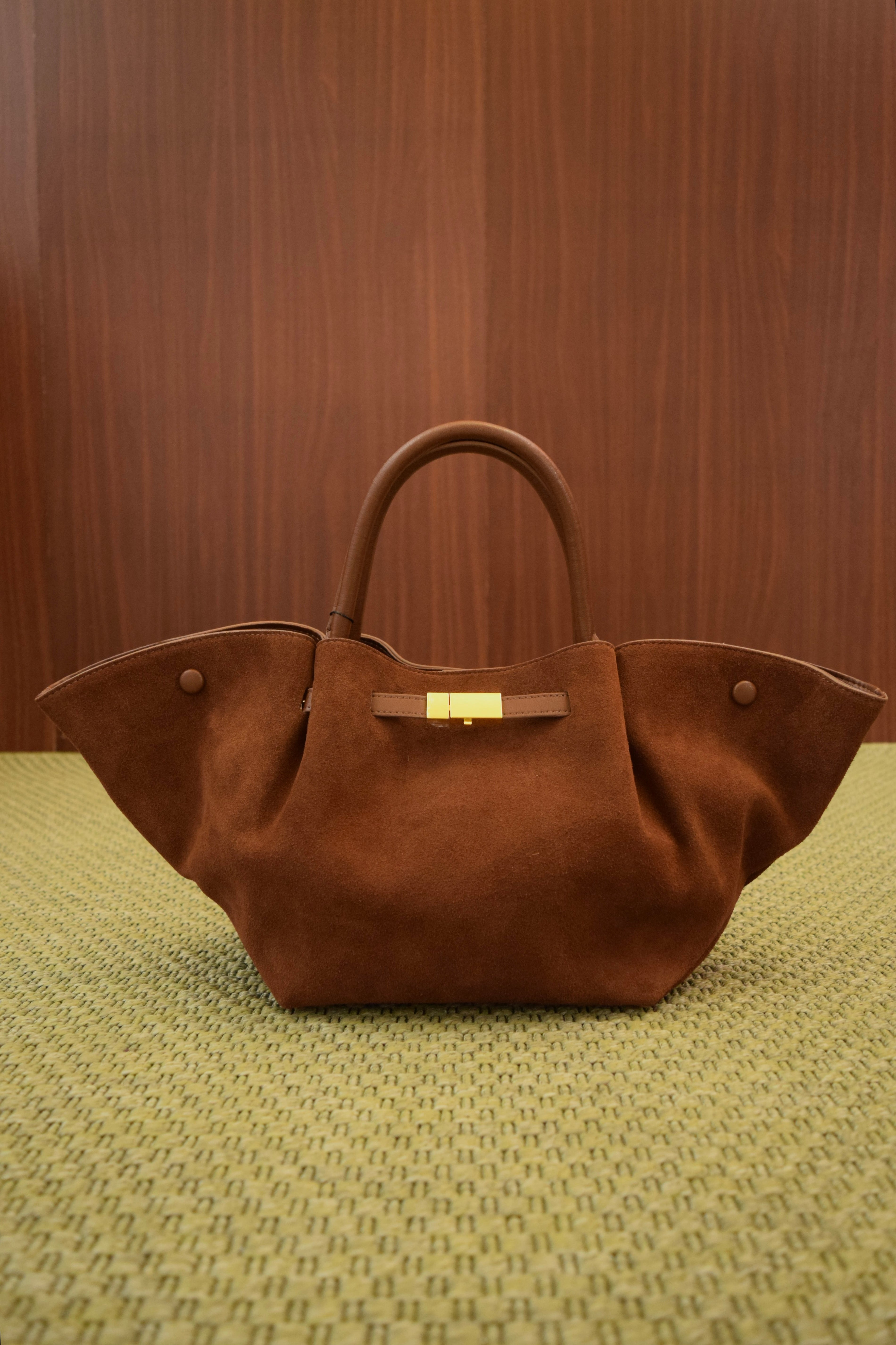 Borsa a Mano in pelle camoscio marrone