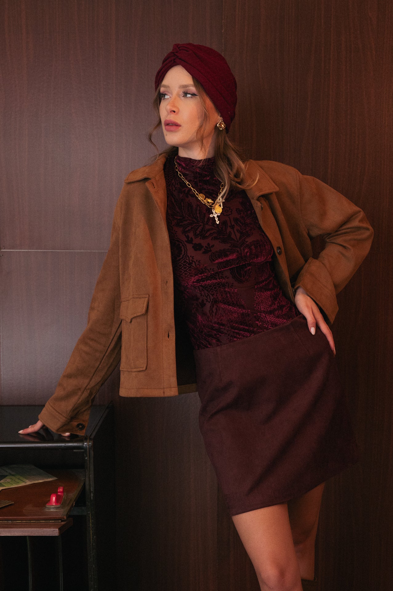 Giacca in camoscio color caramello