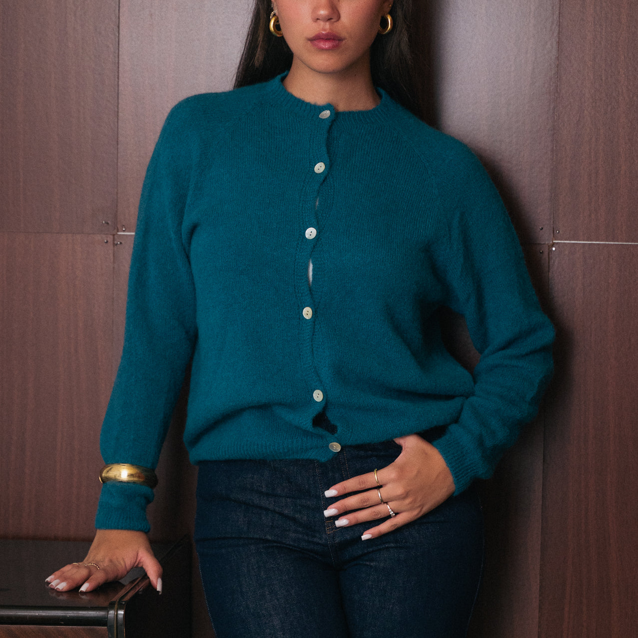 Cardigan ottanio donna Amelìe misto alpaca e lana | made in Italy