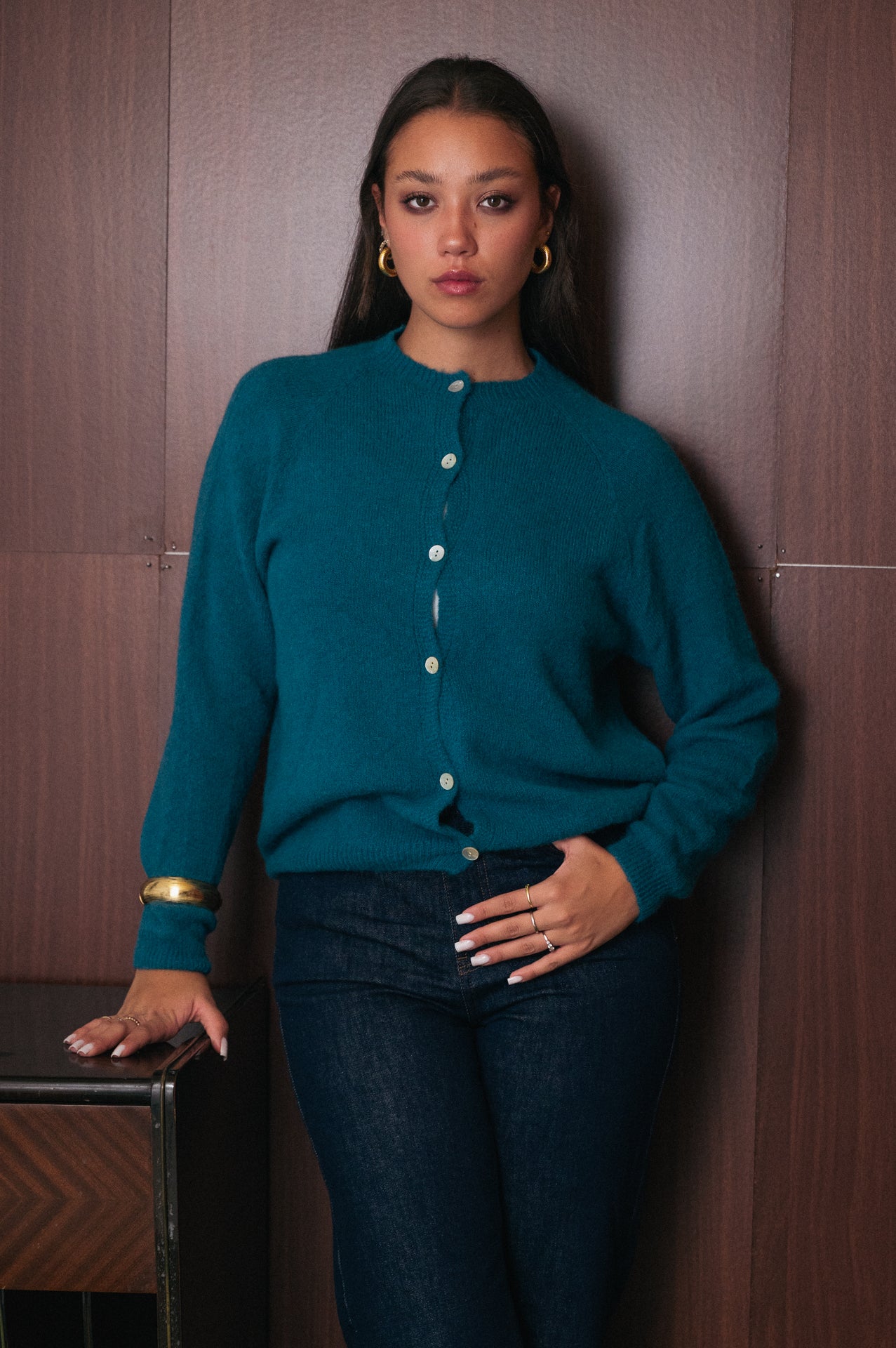 Cardigan ottanio donna Amelìe misto alpaca e lana | made in Italy