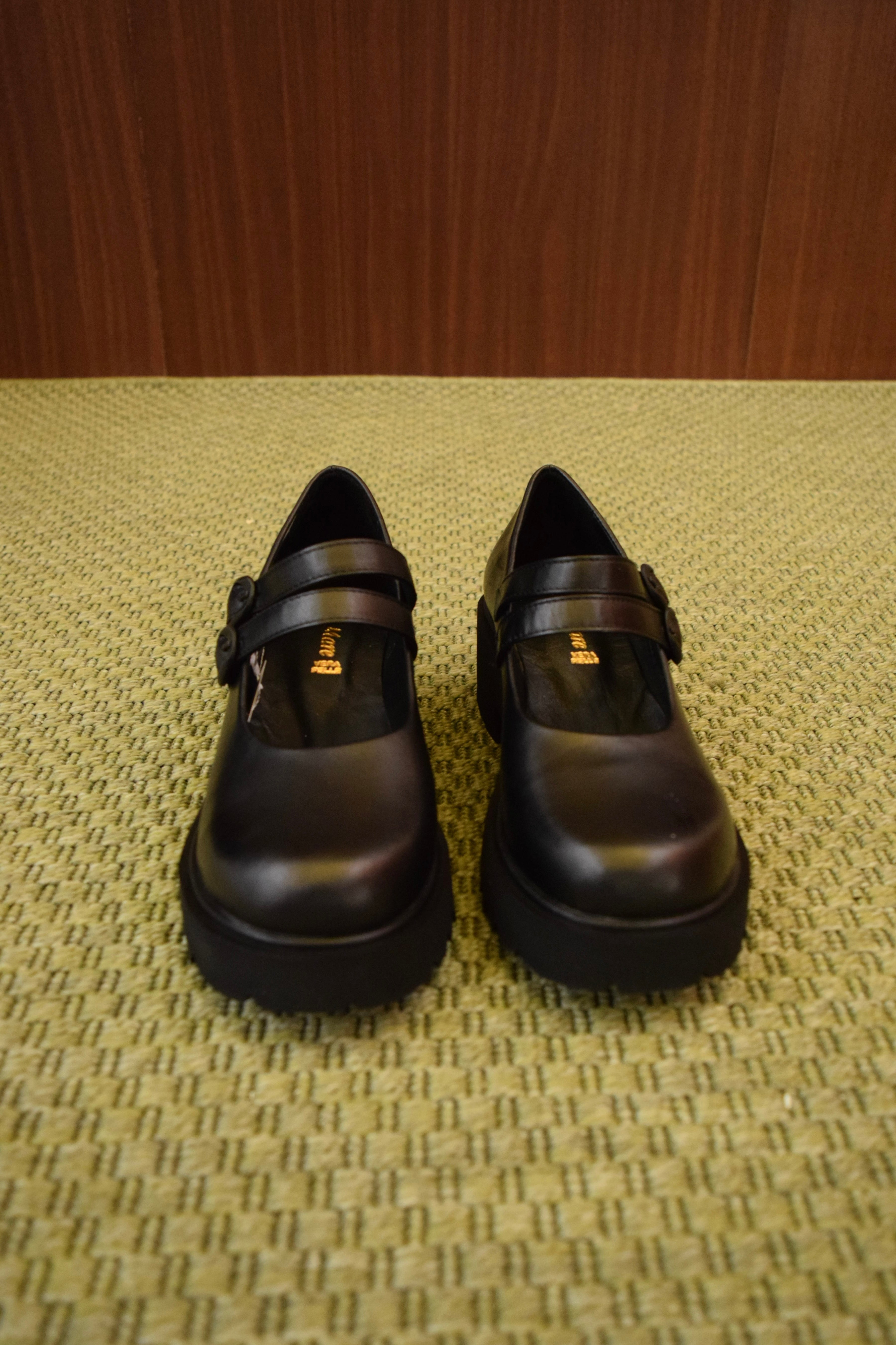 Scarpe Mary Jane Platform Nere Donna in Pelle | Doppio Cinturino | Suola Carrarmato Bassa