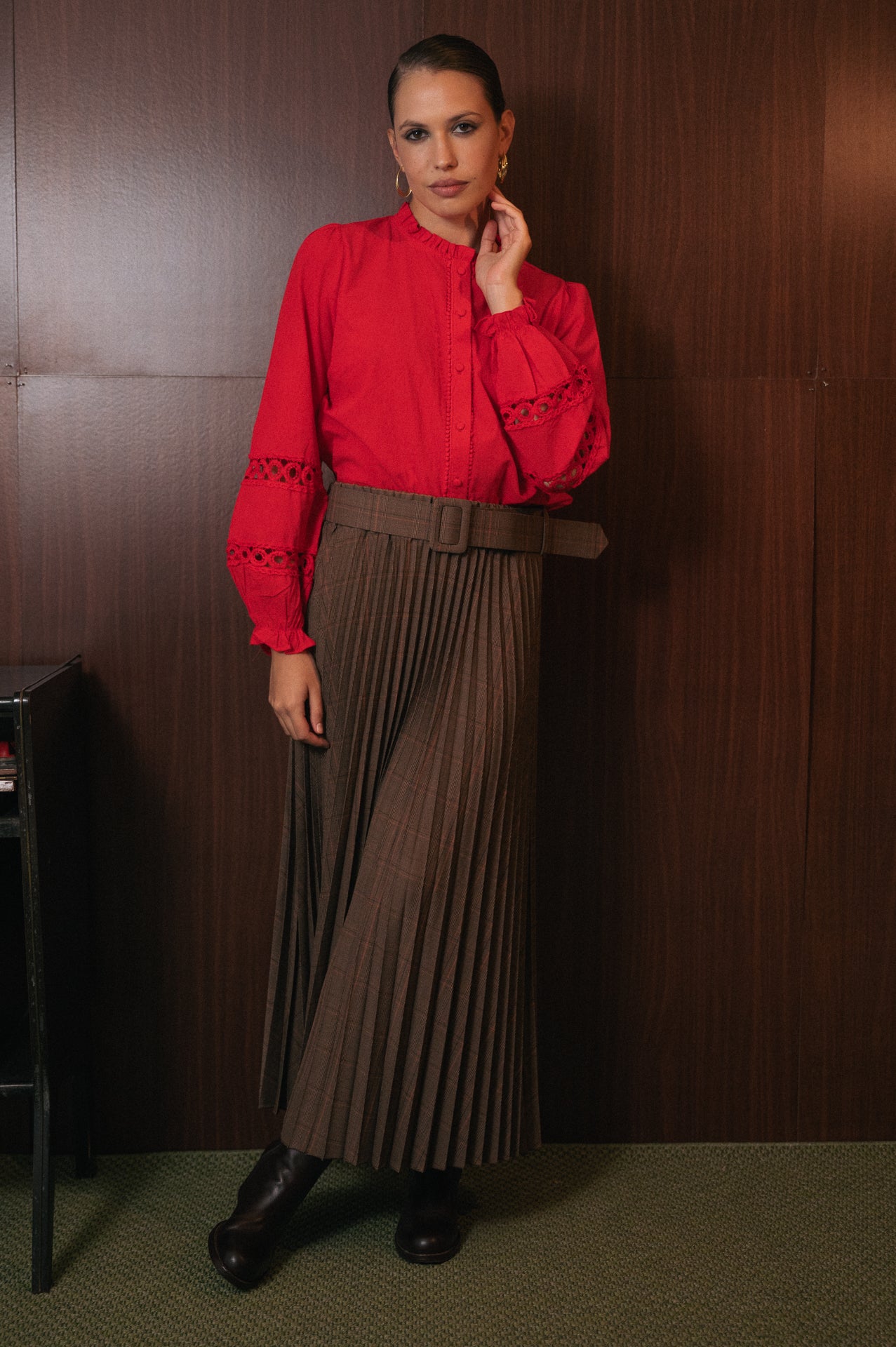 Camicia Clodette rossa con ricami