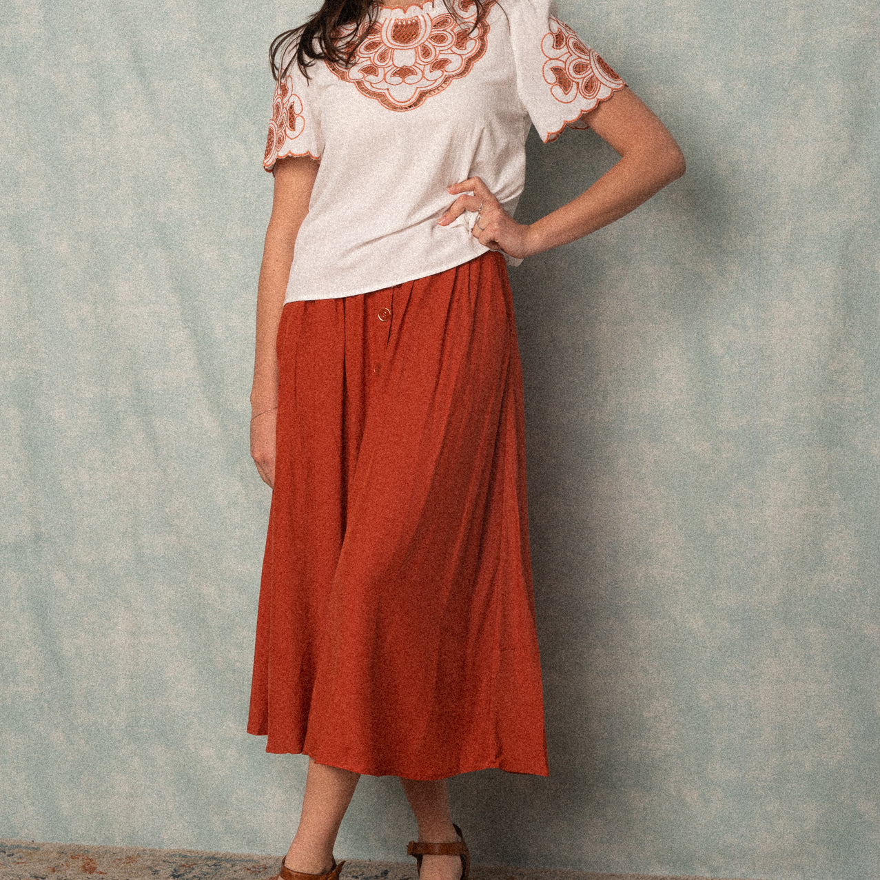 Gonna midi color terracotta