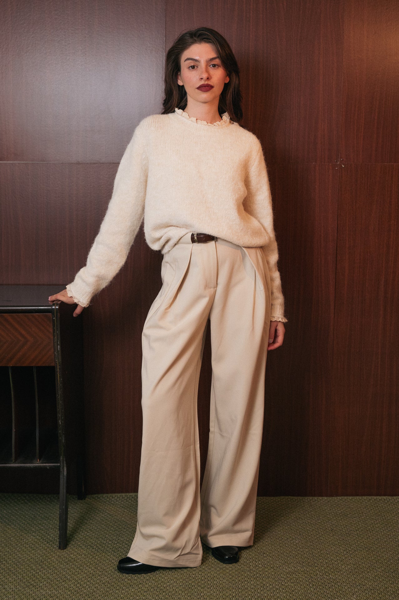 Maglione écru con ricami