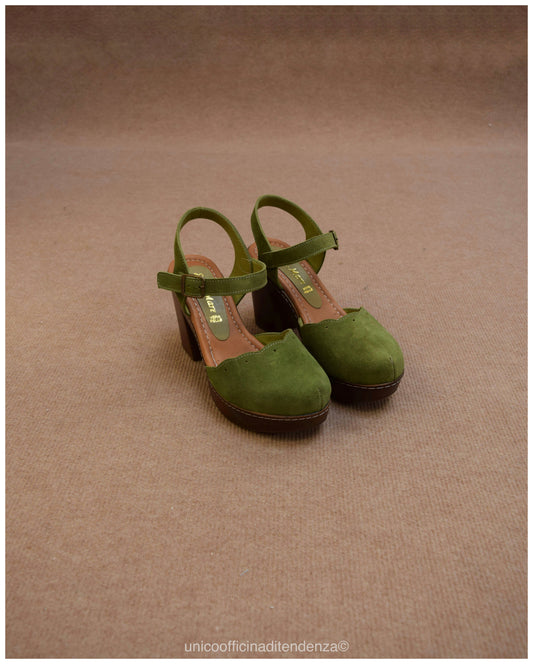 Sandalo Cefalù verde in vera pelle - Unico Officina Di tendenza