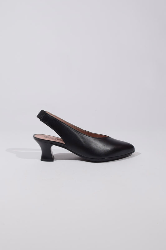 Sandalo in pelle nero con tacco kitten heel - Unico Officina Di tendenza