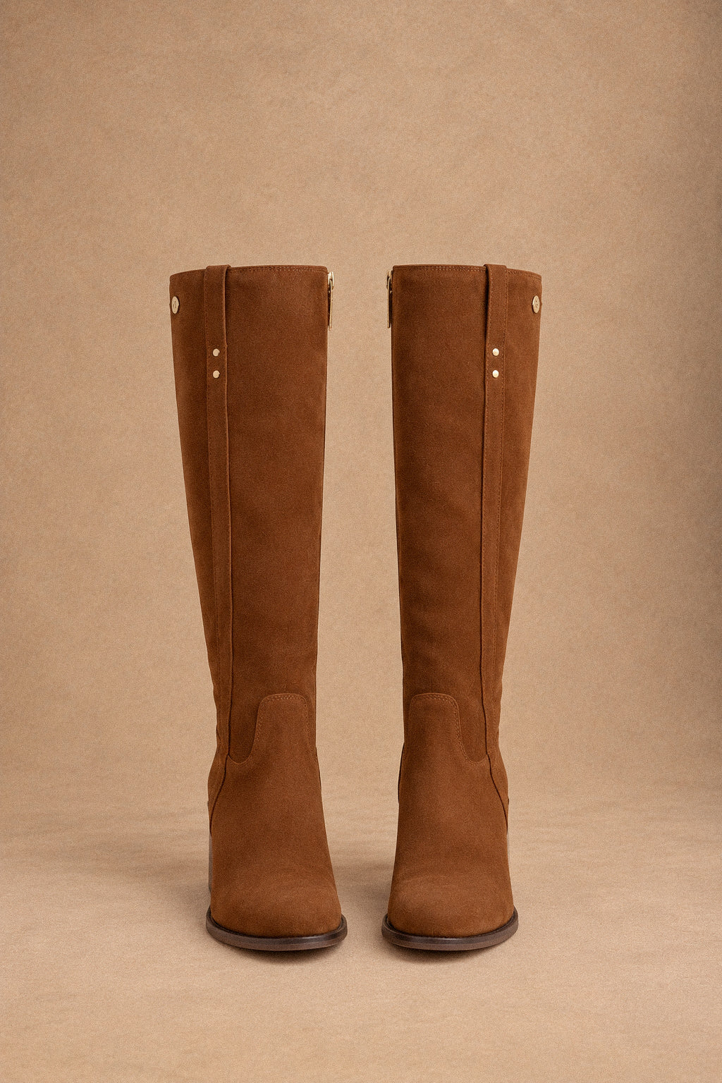 Stivale Donna in Pelle Scamosciata Marrone con Tacco 8 cm