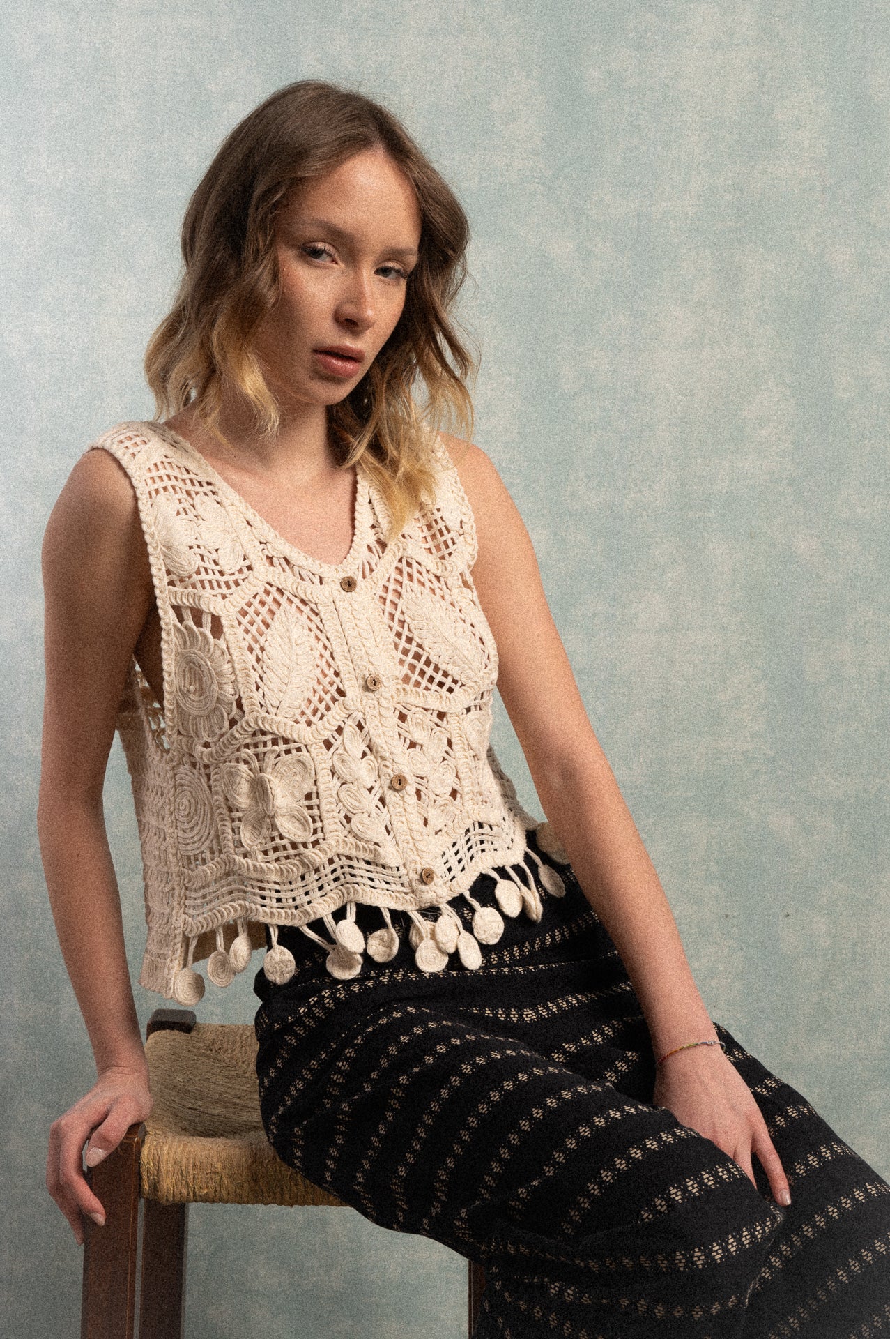 Gilet écru in crochet