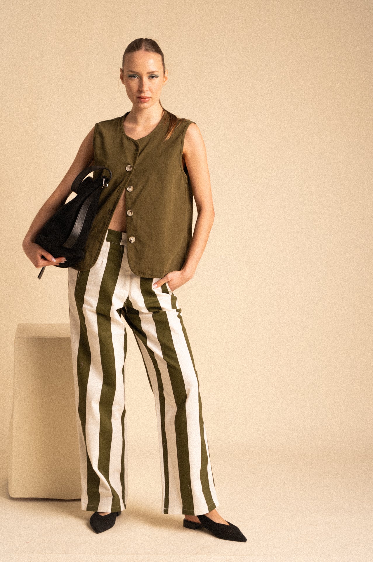 Pantalone Wide Leg a Riga Bengalina