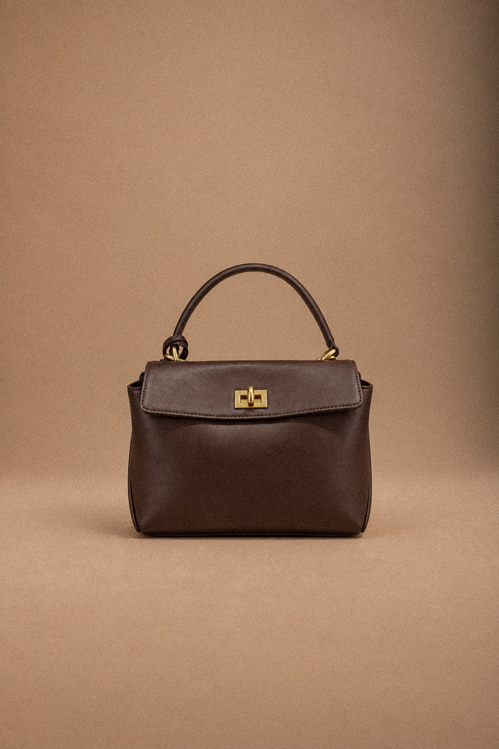 Borsa a Mano e Tracolla da Donna in Vera Pelle Liscia Testa di Moro – Chiusura a Girello