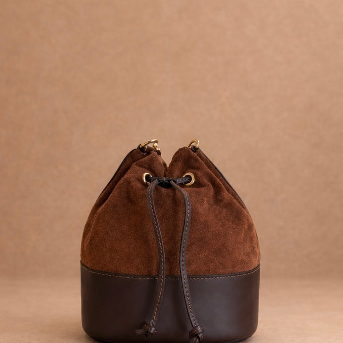 Borsa Secchiello Ribes in Vera Pelle Bicolore con Tracolla Regolabile