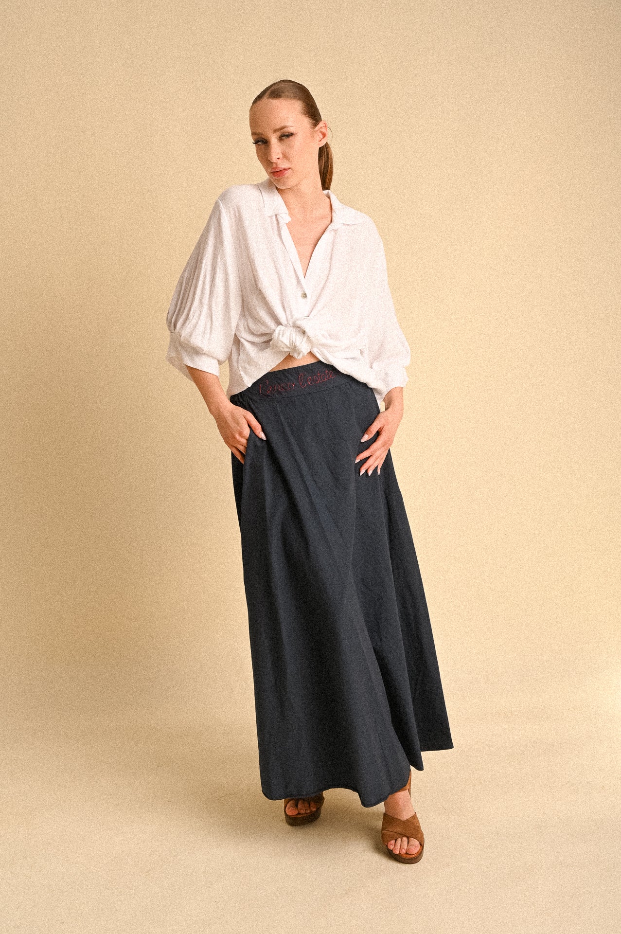 Gonna Lunga Capri con Ricamo “Cerco l’Estate Tutto l’Anno”