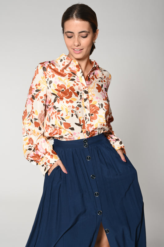 Camicia Giselle bianca con fiori