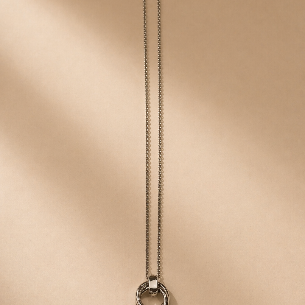 Collana Donna Ciondolo Cerchi Intrecciati Argento Regolabile