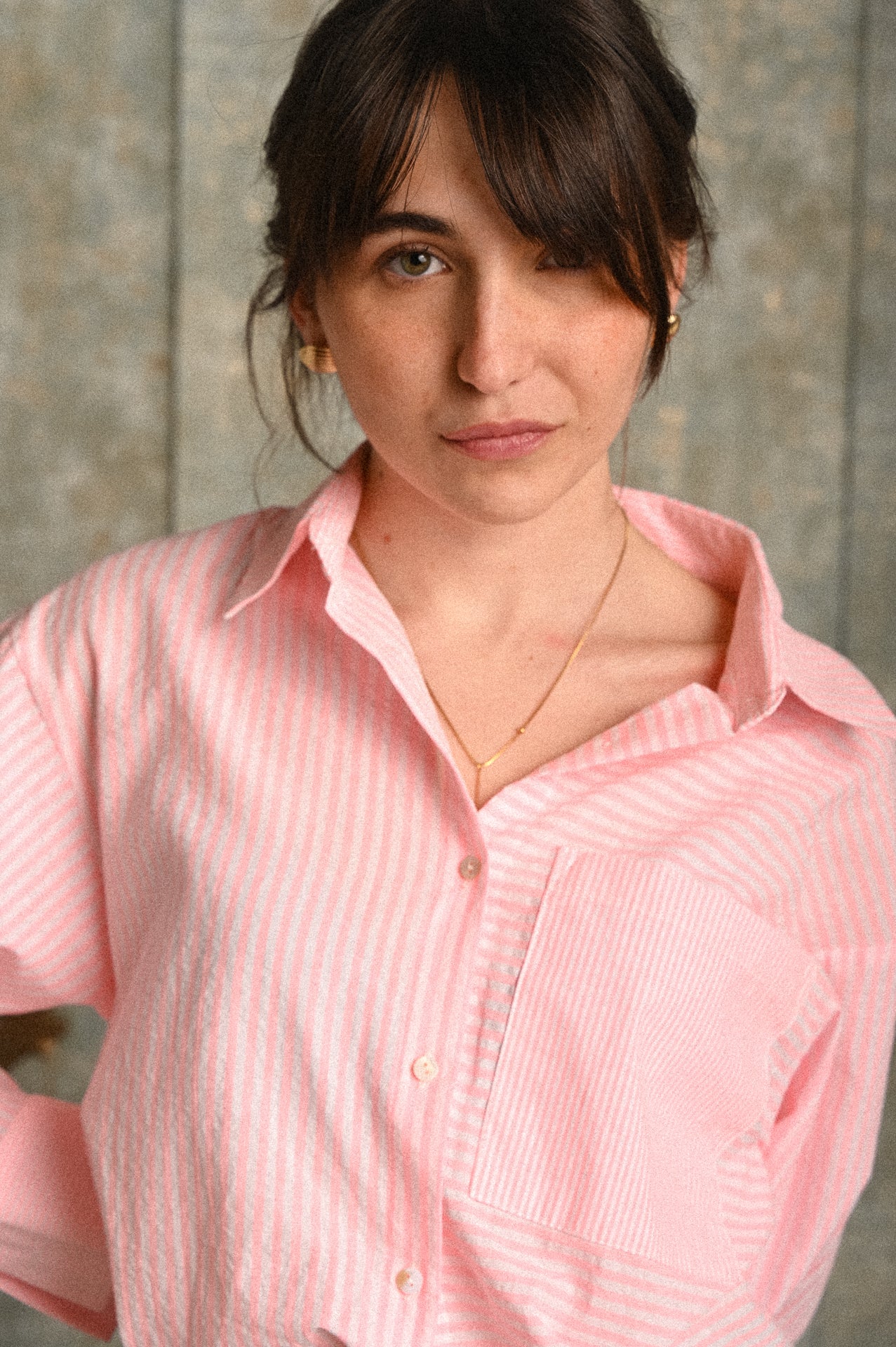 Camicia Essenza Donna a Righe Rosa in Cotone 100%