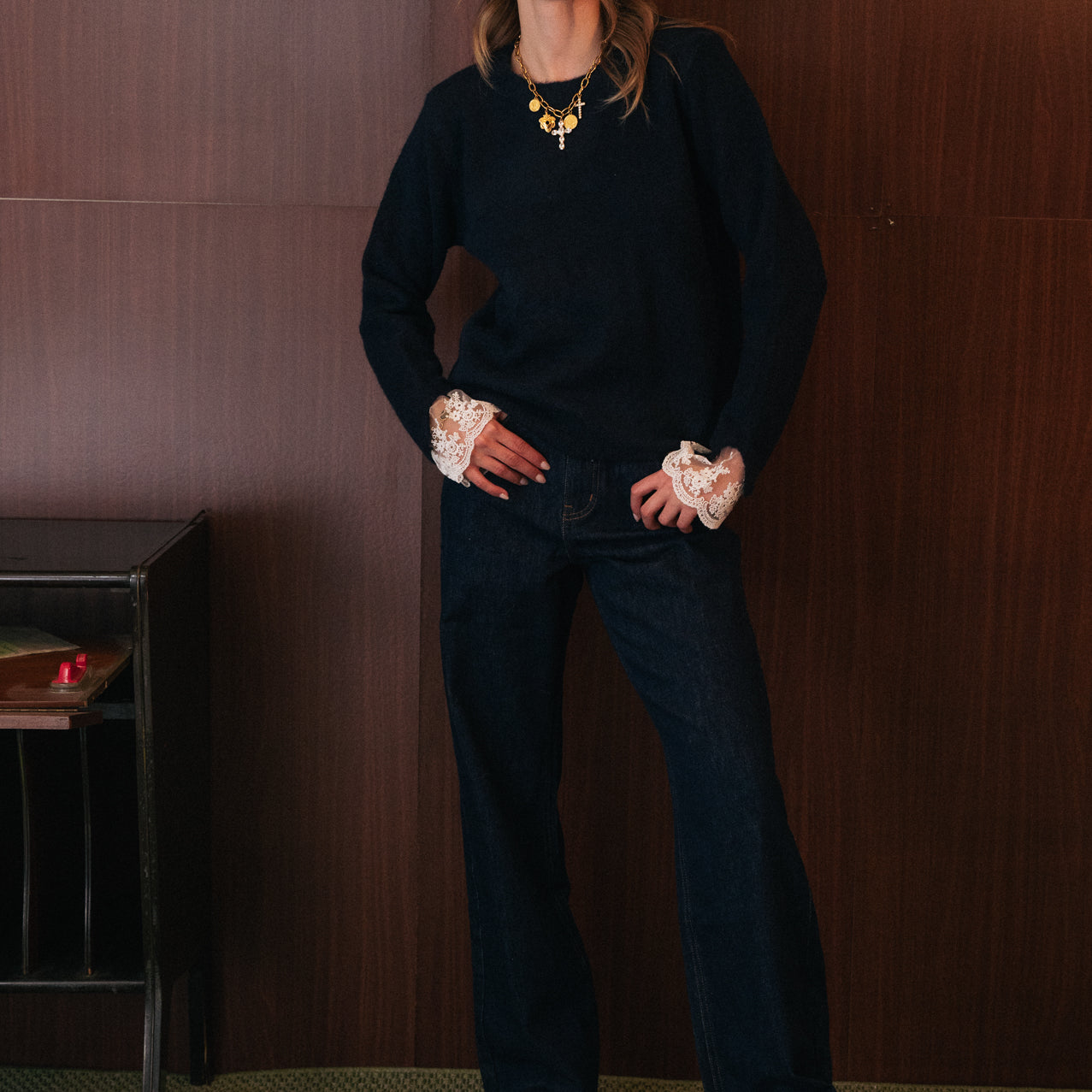 Jeans vita alta dark wash