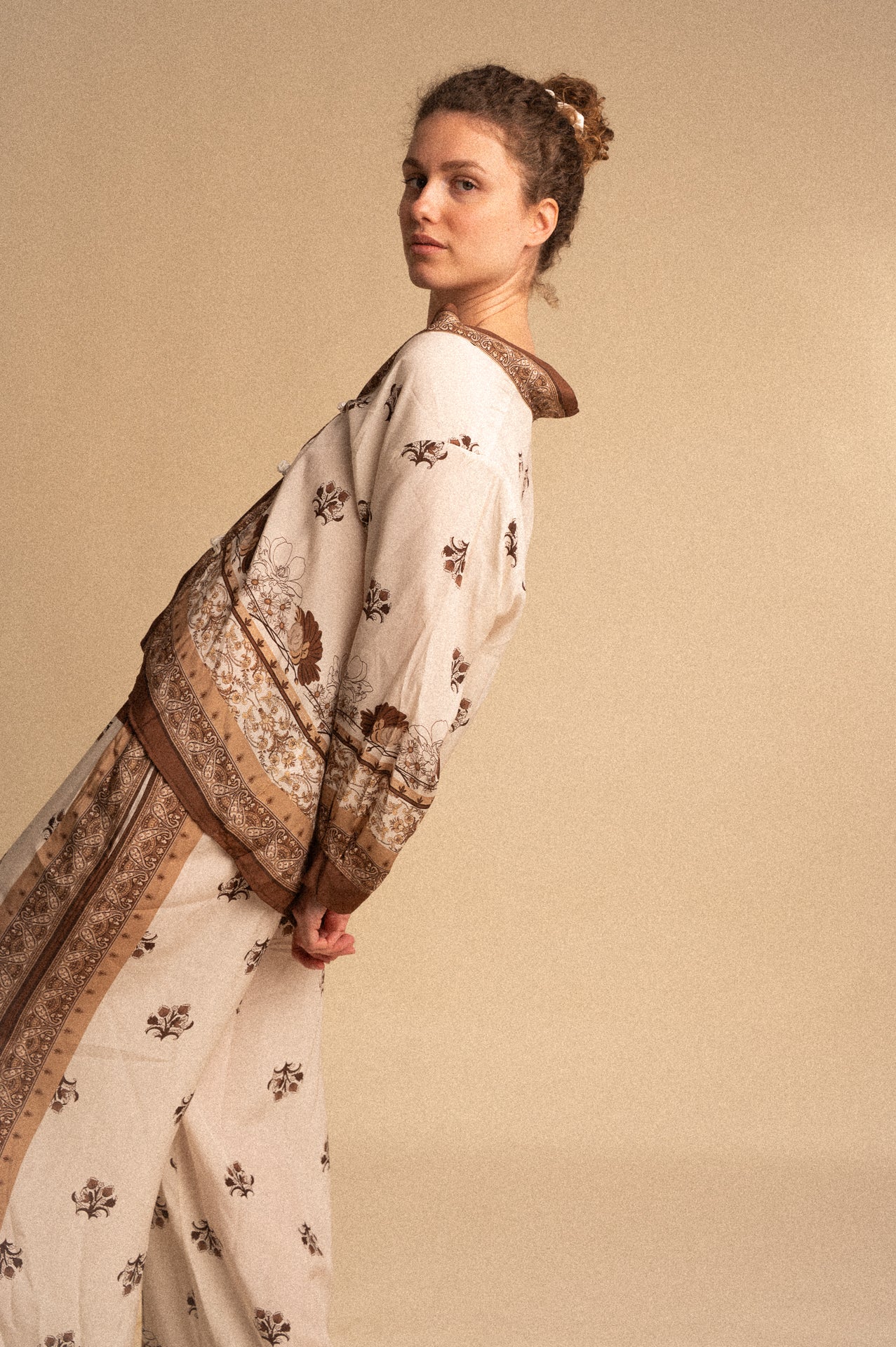 Pantalone Palazzo Donna Fantasia Paisley in Viscosa con Elastico in Vita e Tasche