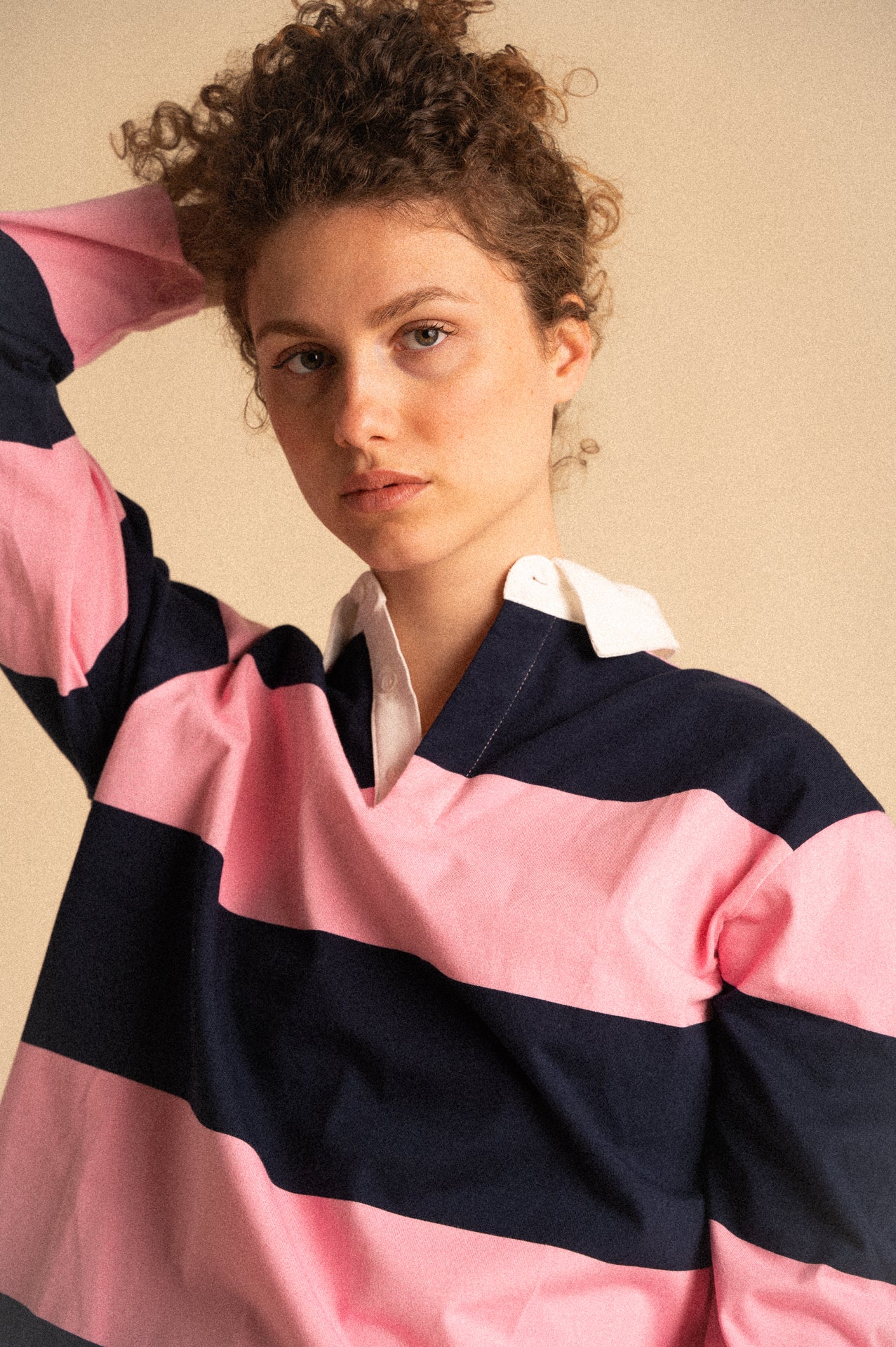 Polo Daphne a Righe Rosa e Blu Donna