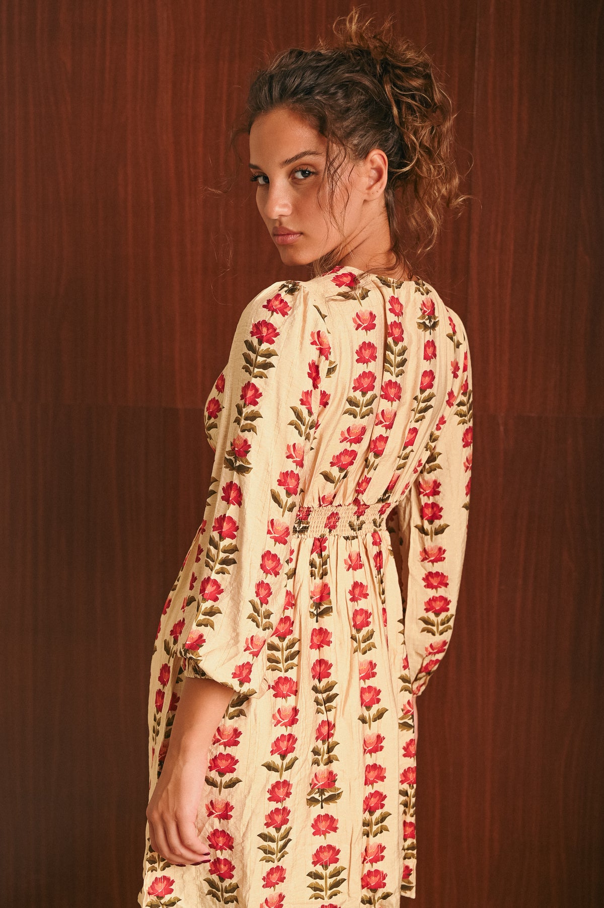 Abito Donna Sara Fantasia Floreale con Maniche Lunghe