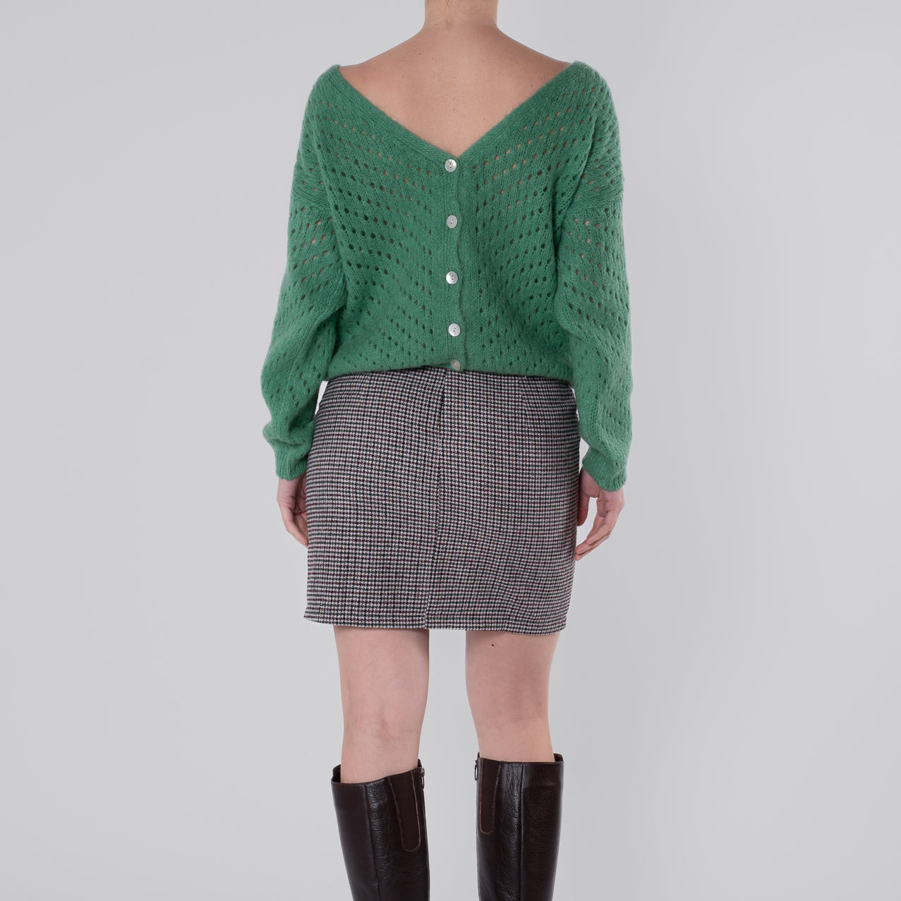 Cardigan verde traforato