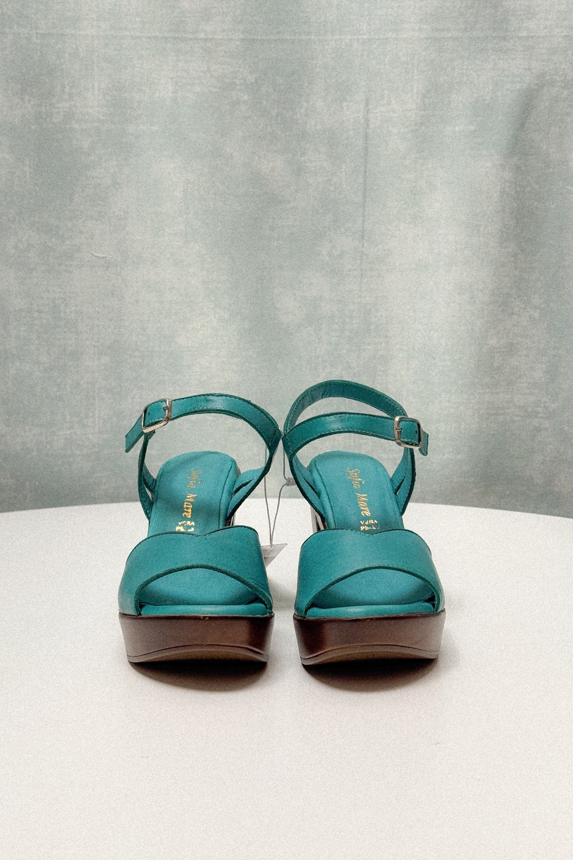 Sandalo Sofy turchese in pelle
