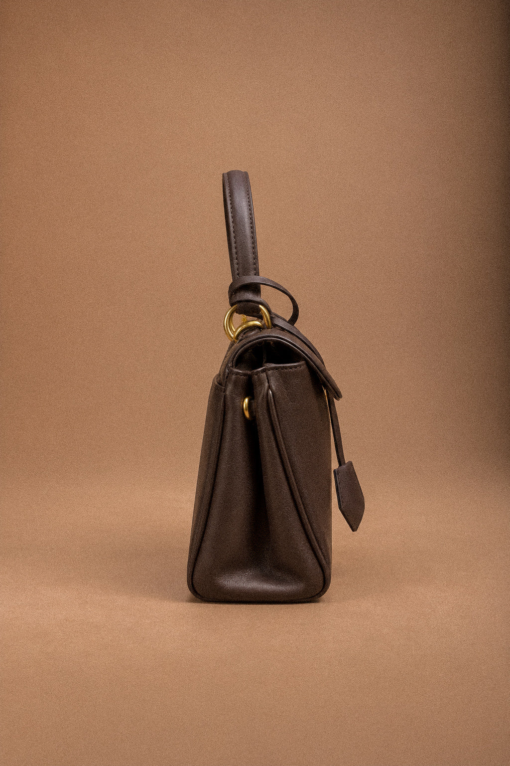 Borsa a Mano e Tracolla da Donna in Vera Pelle Liscia Testa di Moro – Chiusura a Girello