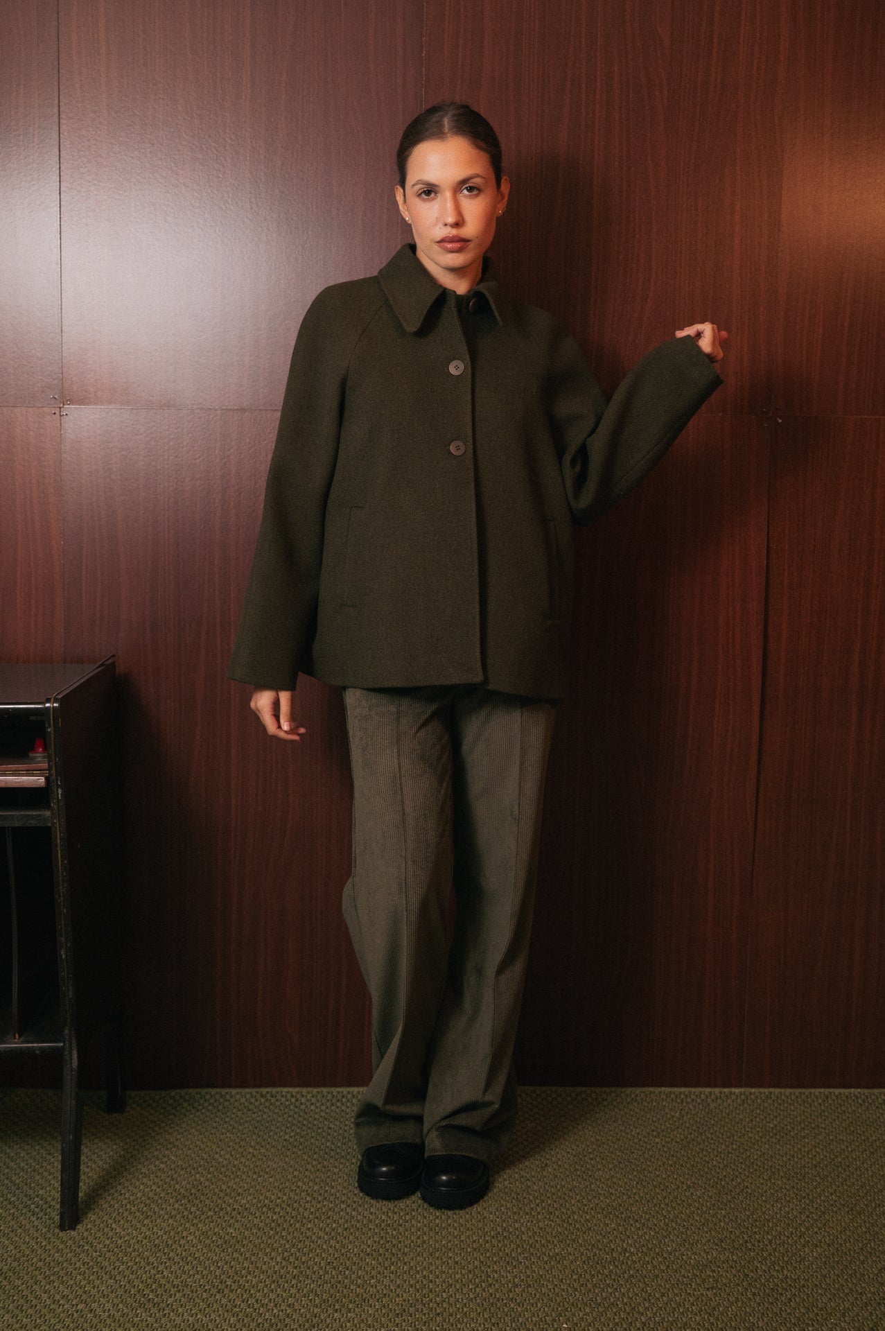 Giacca Cappotto Corta Boxy Verde Bosco - Stile Retrò Minimal