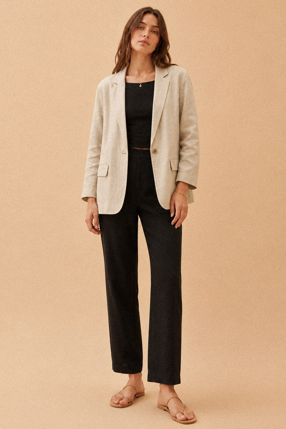 Blazer in misto lino con un bottone