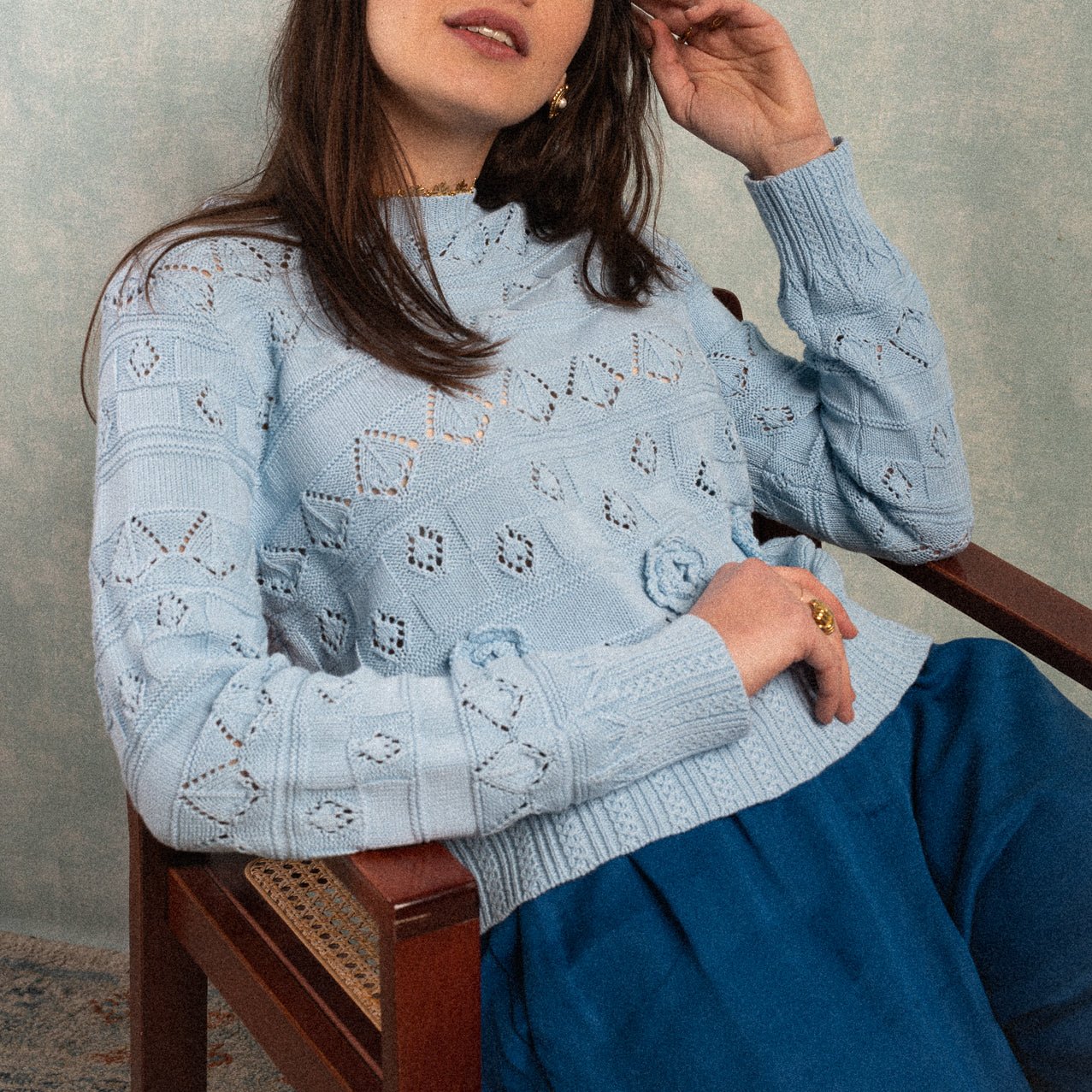 Maglione in cotone azzurro