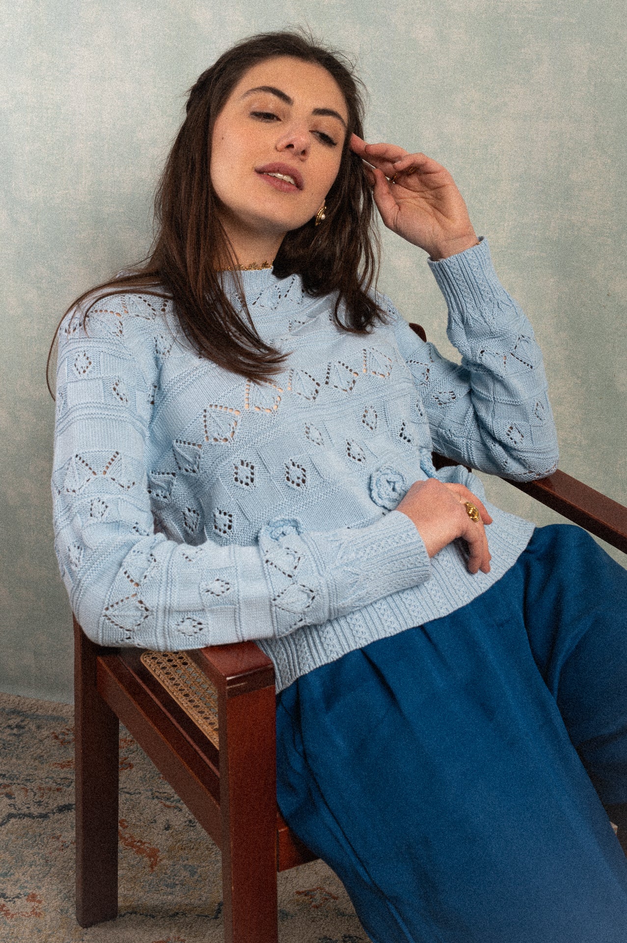 Maglione in cotone azzurro