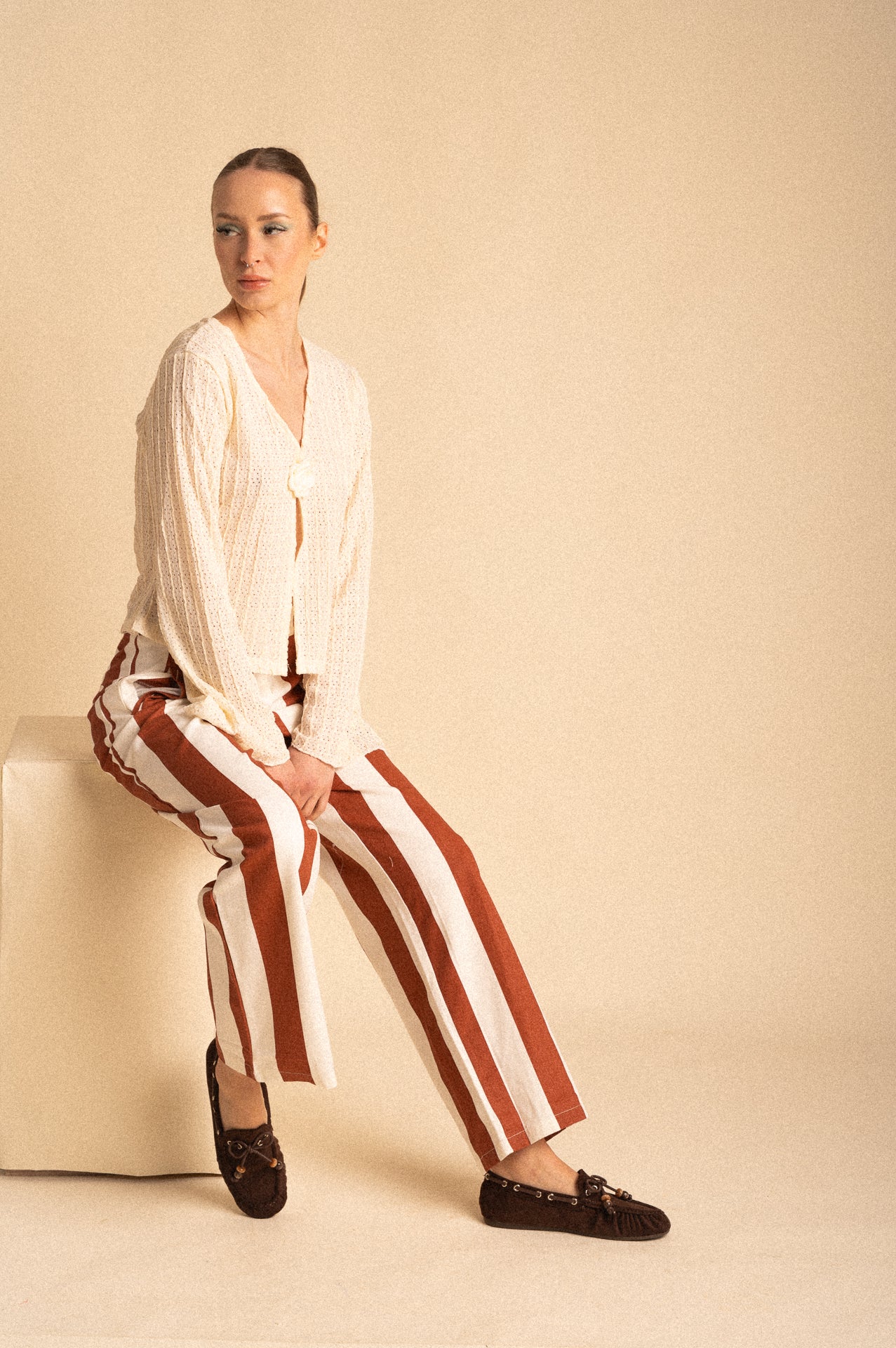 Pantalone Wide Leg a Riga Bengalina