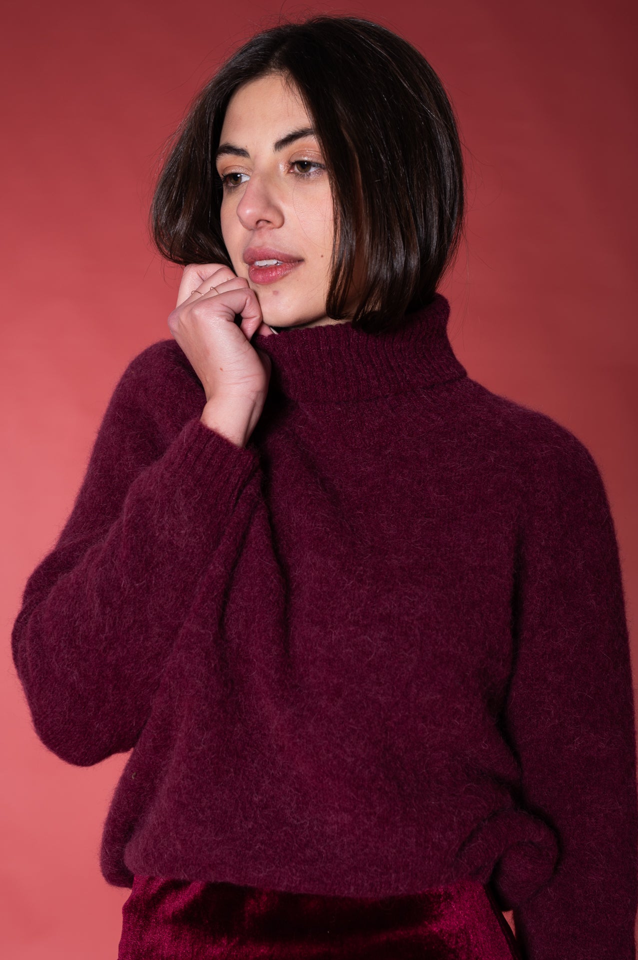 Maglione in alpaca bordeaux