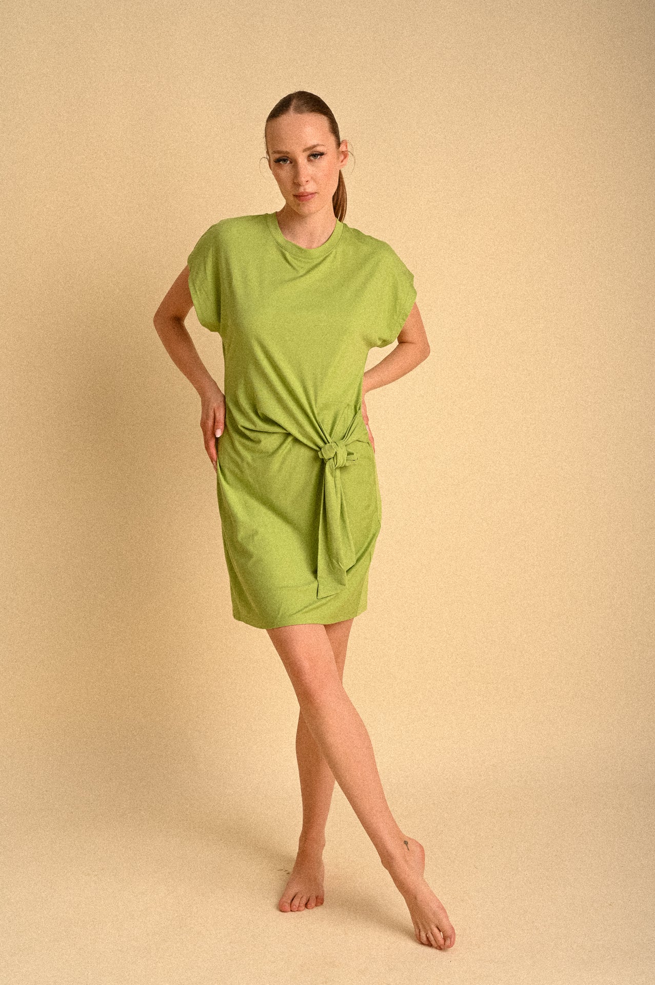 Abito Miami Lime con Fiocco Laterale