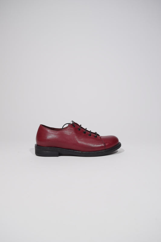 Mocassino stringato in pelle bordeaux 