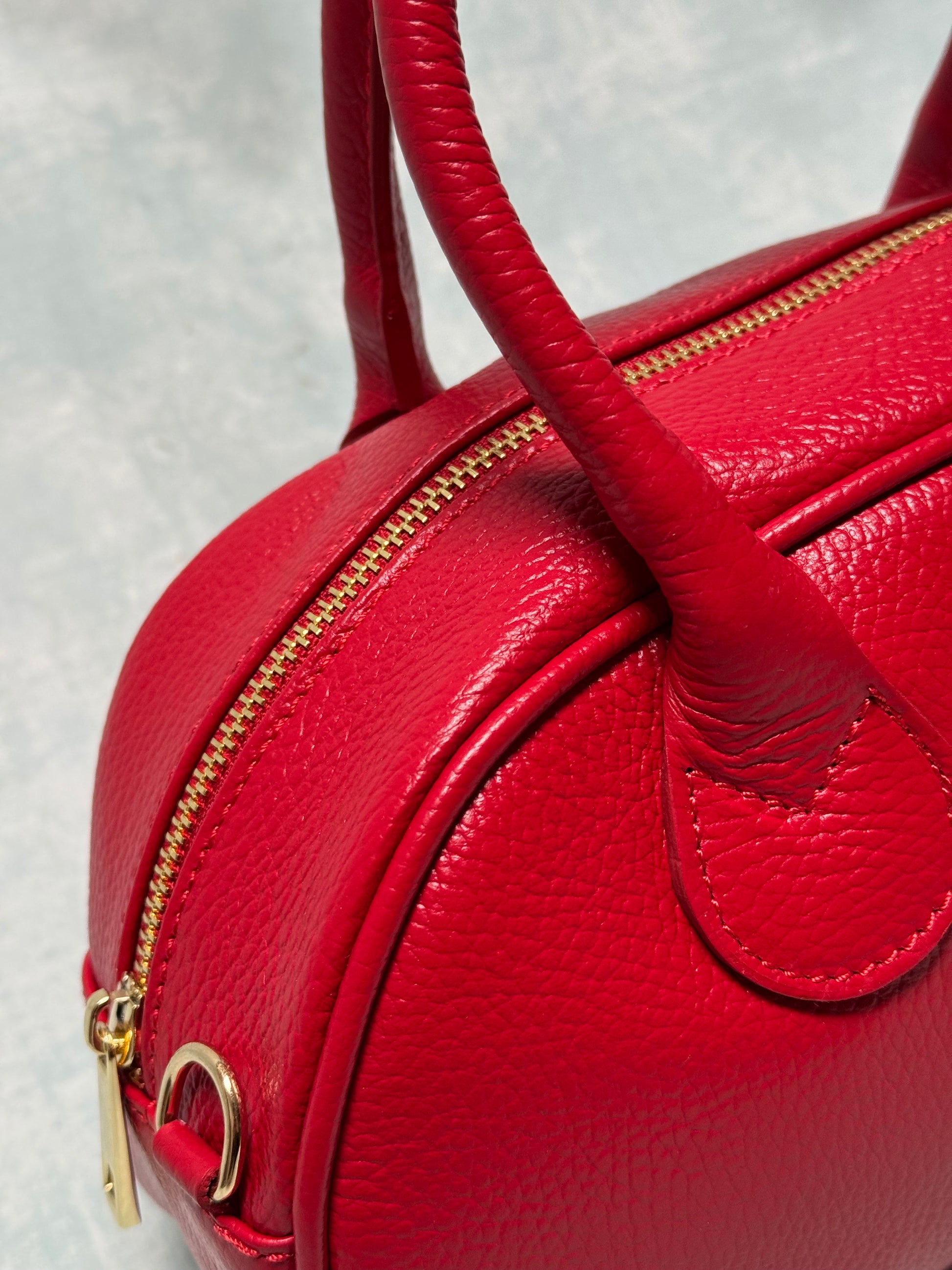 Borsa rossa in vera pelle con tracolla