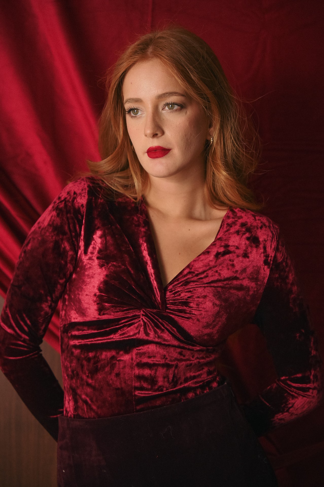 Body Donna Bordeaux Ciniglia Effetto Velluto | Body Aderente Scollo a V