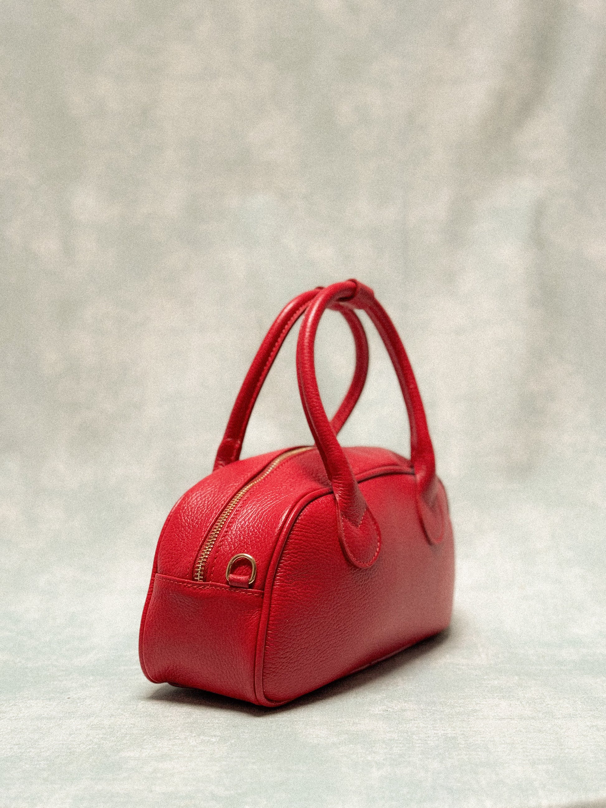 Borsa rossa in vera pelle con tracolla