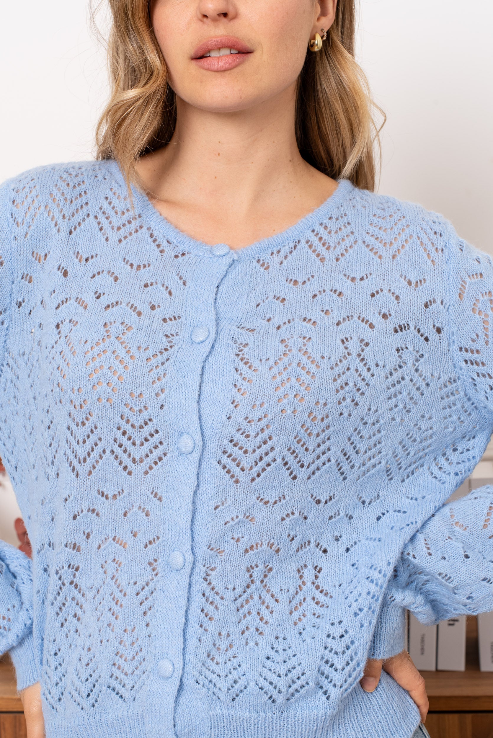 Cardigan Dorothy donna Traforato Azzurro