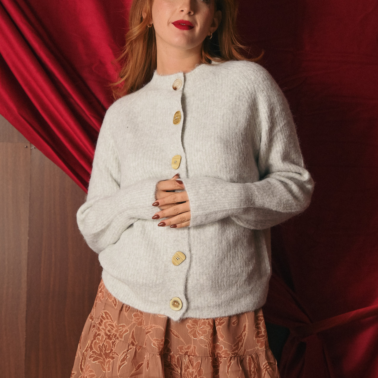 Cardigan Grigio Mélange Bottoni unici