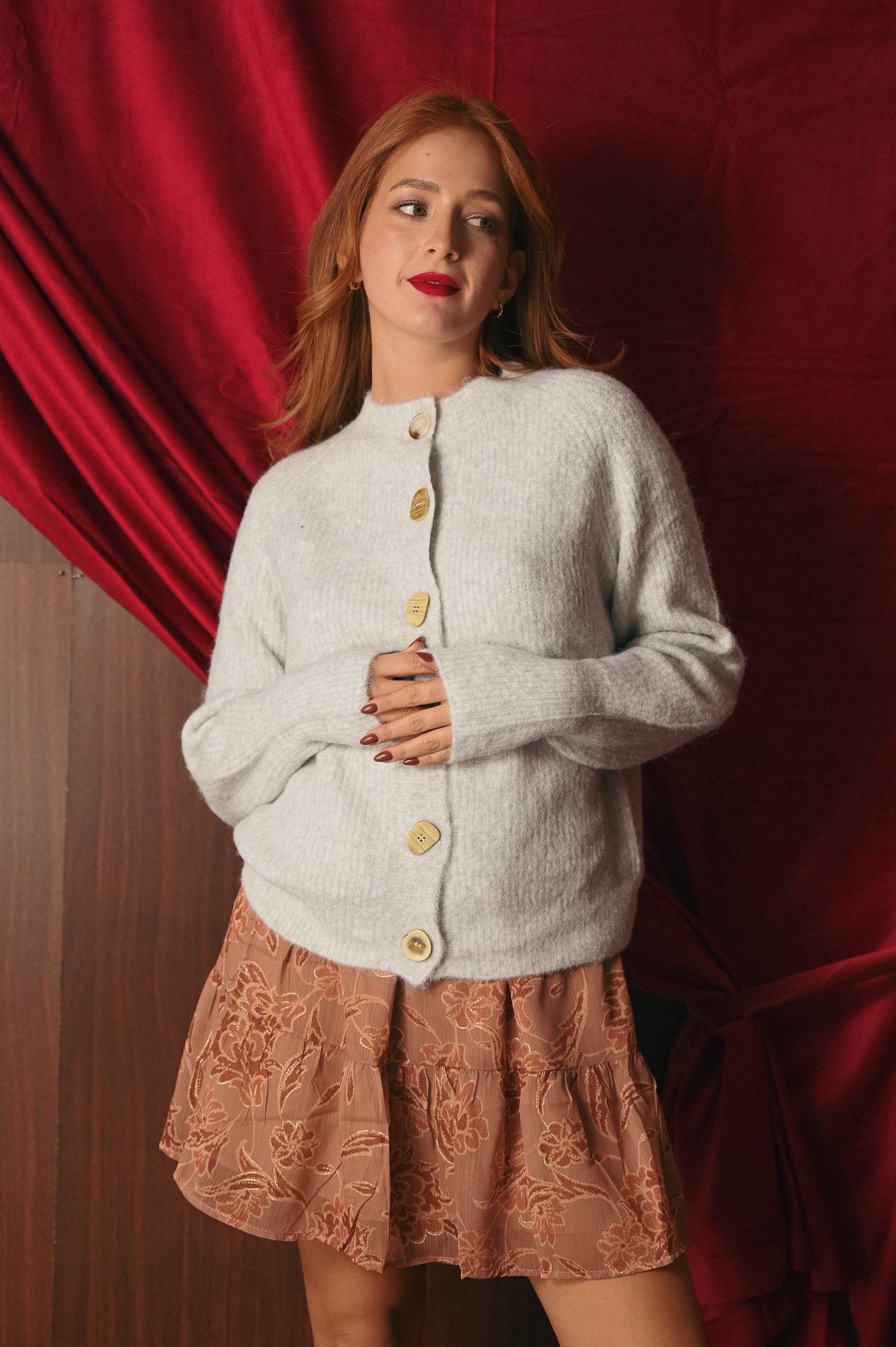 Cardigan Grigio Mélange Bottoni unici