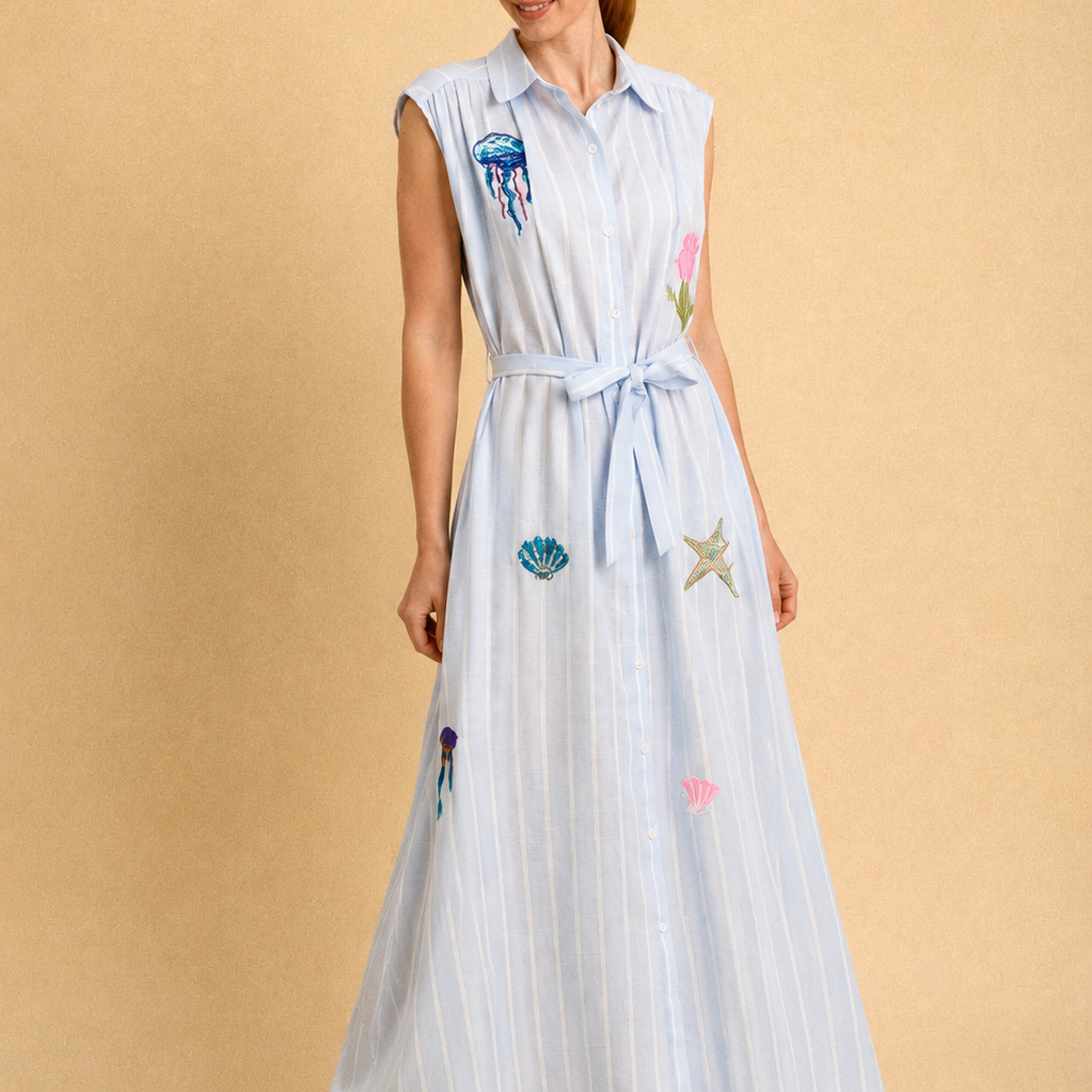 Abito Camicia Oceania Azzurra – Maxi Dress