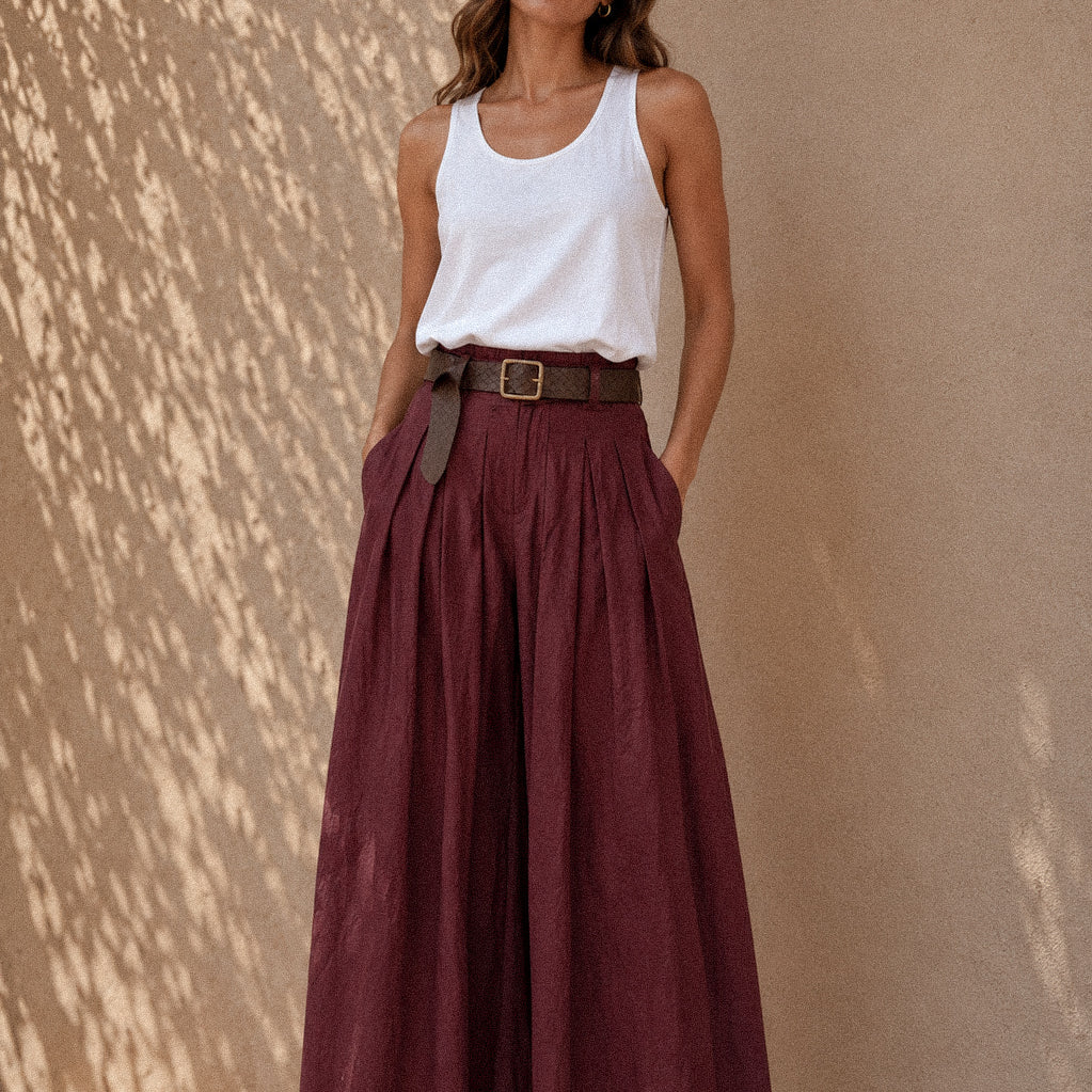 Pantalone palazzo in bordeaux