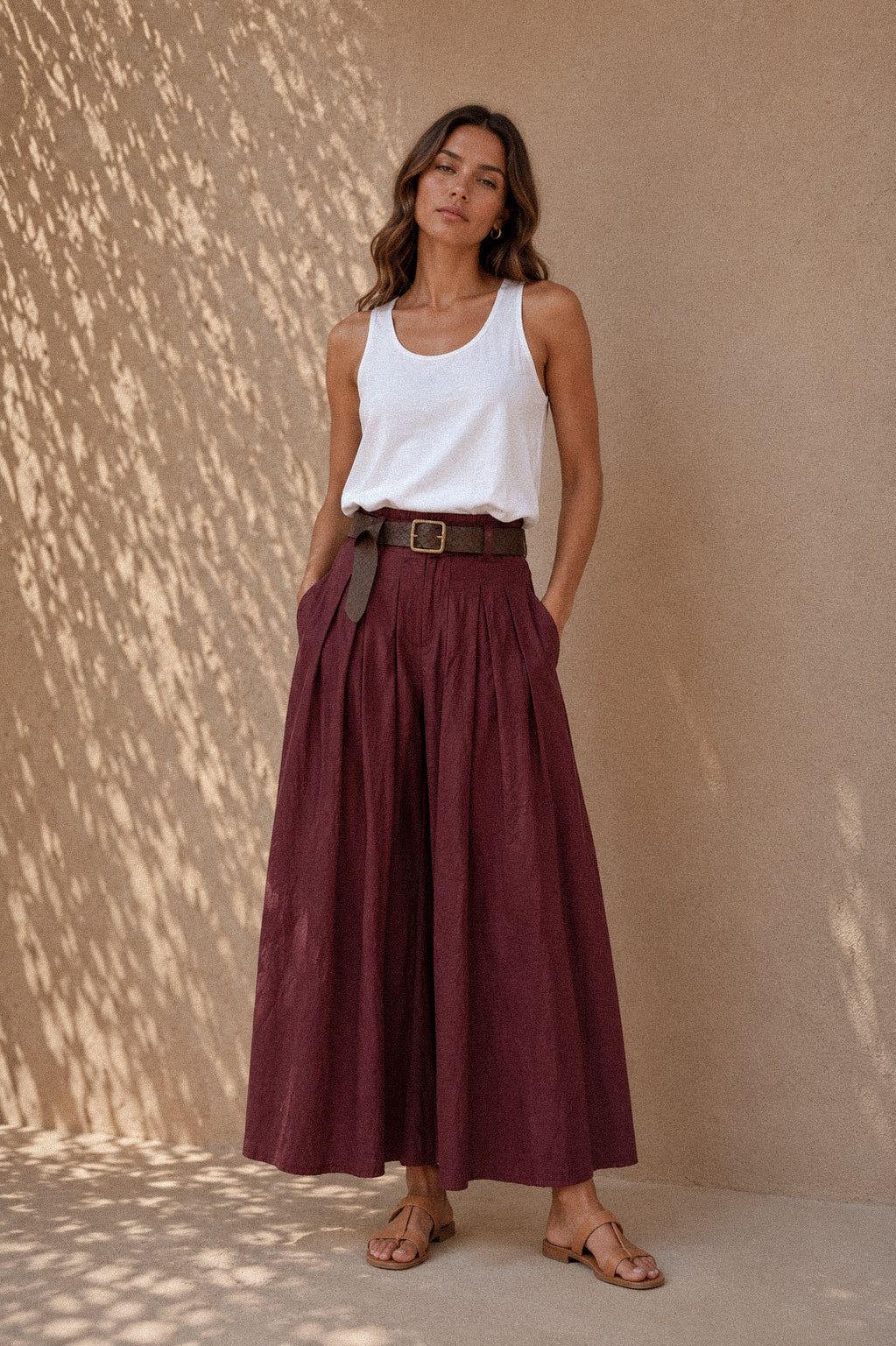 Pantalone palazzo in bordeaux