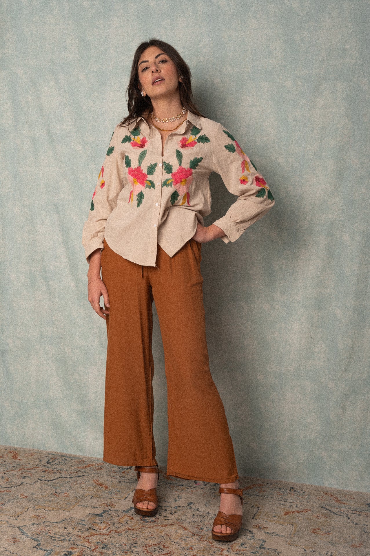 Pantalone palazzo color Brique