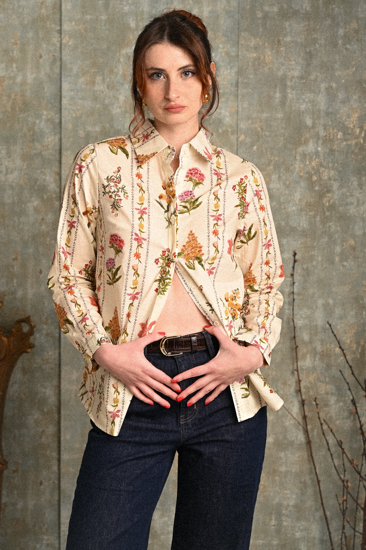 Camicia donna fantasia floreale Verbena in cotone