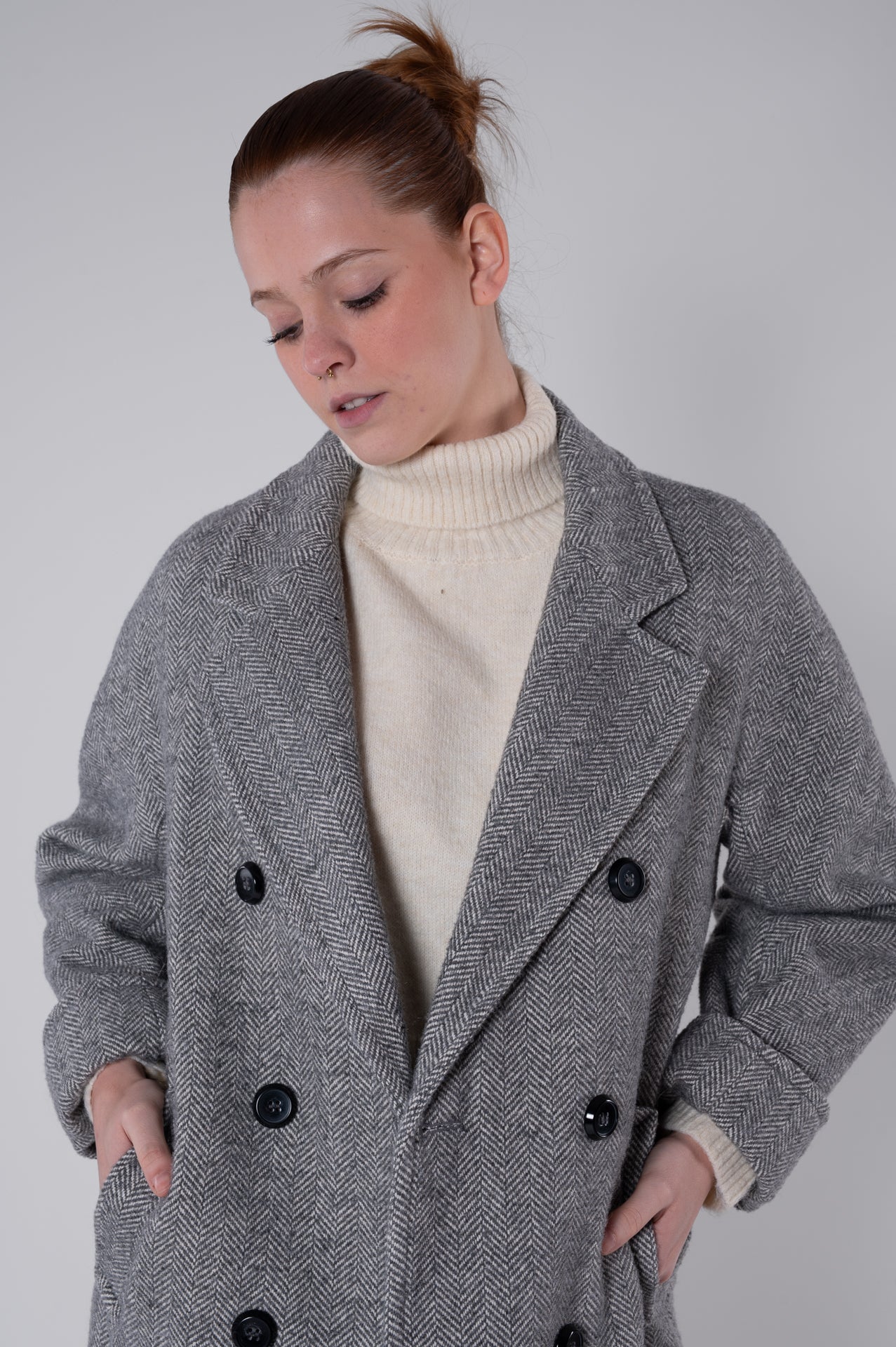 Cappotto grigio spigato